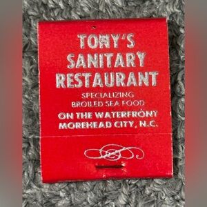 Vintage Matchbook Tonys Sanitary Restaurant Morehead City NC North Carolina